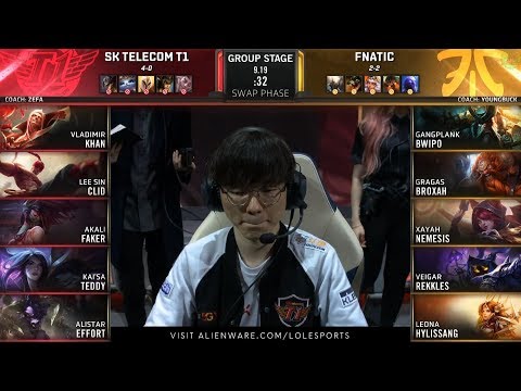 SKT (Faker Akali) VS FNC (Nemesis Veigar) Highlights - 2019 Worlds Group Stage D7