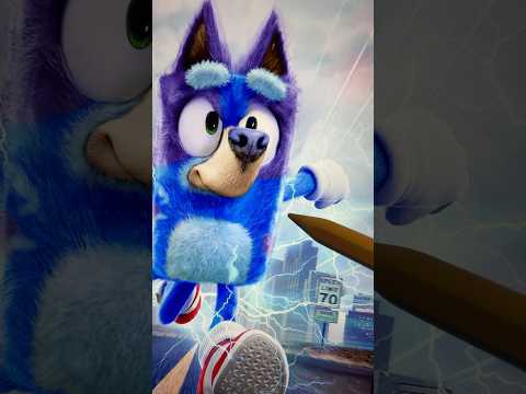 Bluey as Sonic 3 ⚡️💙  #artdigital
