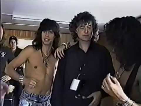 Jimmy Page with Aerosmith - Backstage, Castle Donnington 1990