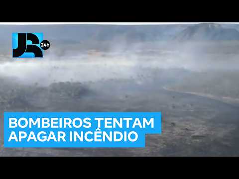 Bombeiros tentam apagar incêndio que já destruiu 20% de parque em Goiás