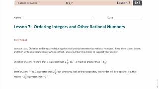 M3L7 Exit Ticket - 6th Grade