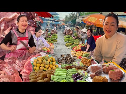 Everyday Fresh Foods @ Local Market  / Cambodian Market Food Tour In Siem Reap City.
