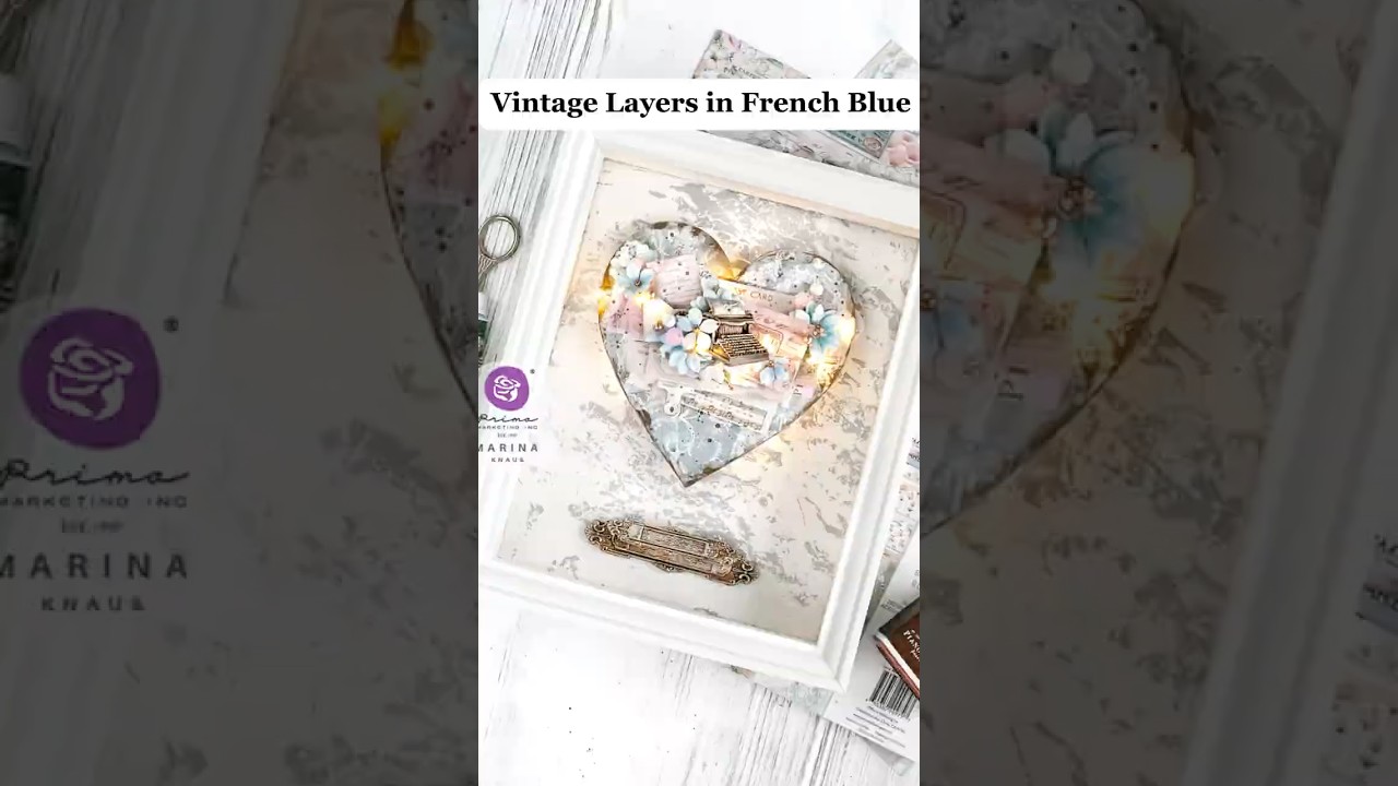 French Blue Mixed Media MagicVintage Wall Art DIY #primamarketing #diy #valentinesdaygift