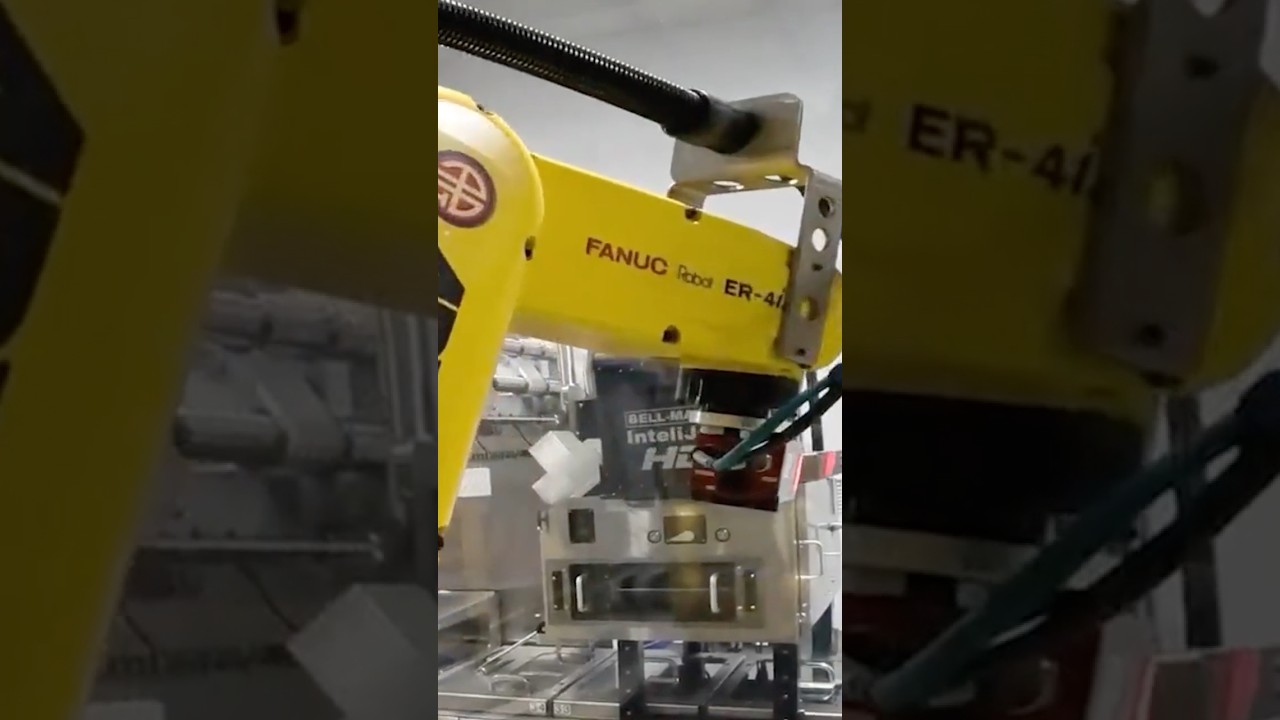 Automated storage and retrieval system with multiple FANUC robots. #shorts #robotics #automation