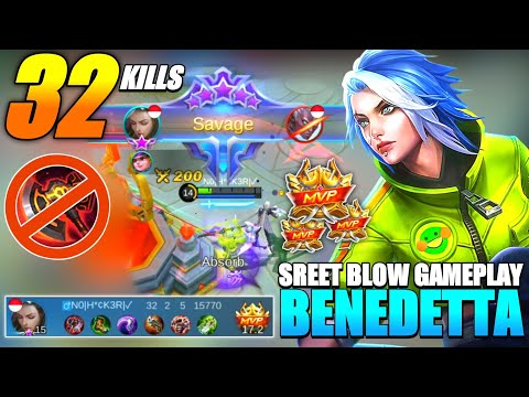 SAVAGE Benedetta 32 KILLS FAST COMBO SKILL Gameplay [BENEDETTA BEST BUILD & EMBLEM 2021] - MLBB
