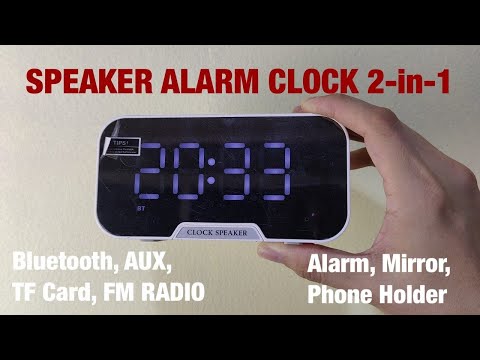 (2024) Bluetooth 5.0 Speaker Digital Mirror Alarm Clock 2-in-1 TF Card Phone Holder Set Up Tutorial