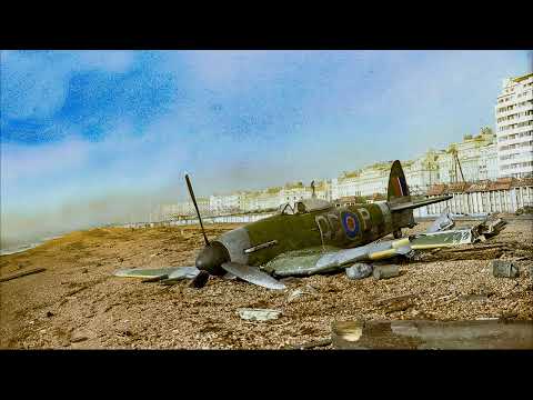 Colorising Historical Photos - Crashed RAF Typhoon, Brighton Beach, 1944
