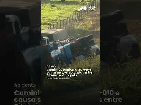 Caminhão tomba na GO-010 e causa susto a motoristas entre Silvânia e Vianópolis