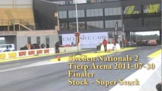 preview picture of video 'Finaler Dragracing Stock - Super Stock Tierp Arena Sweden Nationals 30 Juli 2011'