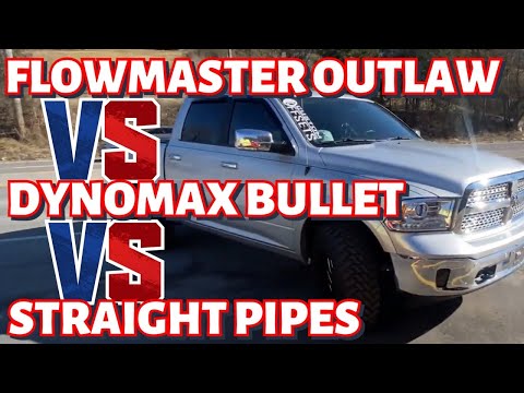 RAM 1500 5.7L HEMI: FLOWMASTER OUTLAW Vs DYNOMAX RACE BULLET Vs STRAIGHT PIPES!