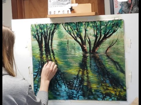 Merced River Reflection Pastel Painting Timelapse Demo