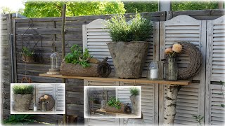 Deko für Balkon und Terrasse | diy Brett mit Ästen | Blumen und Dekoration