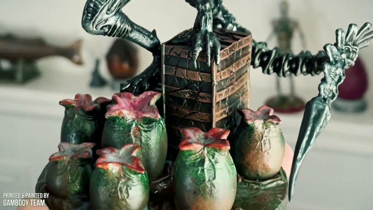 Alien Xenomorph With Hatched Eggs 3D Printed Figurine | Workshop