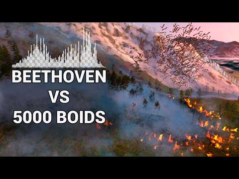 Beethoven Conducts 5000 Birds in Unity: Cohesion, Alignment, Separation