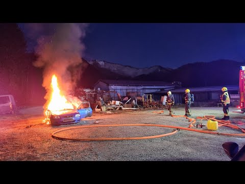 PGD Železniki nenapovedana operativna vaja 21.12.2024 - požar osebnega vozila