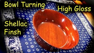 Padouk Bowl with High Gloss Shellac Finish - French Polish - Woodturning // How-To