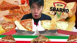 SBARRO DEEP DISH PIZZAS!! mini-MUKBANG