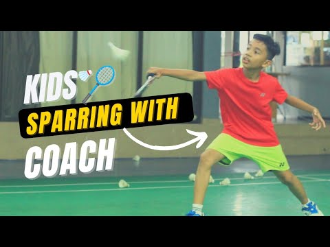 Badminton Sparring With Coach - Boy 11 years old training