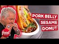 Guy Fieri Tries Flavourful Pork Belly Sesame Donuts Diners Drive Ins Dives