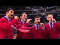 Cast of Jersey Boys sings The National Anthem for the Dallas Mavericks game