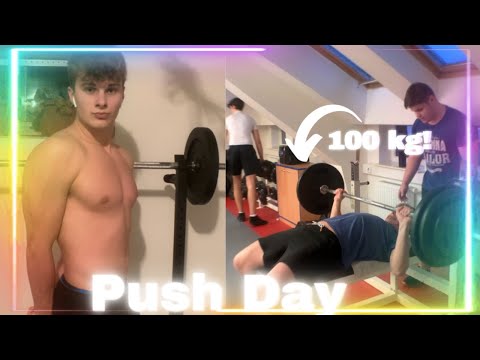 100 kg bench press pr!!!Push day w Patrik&Alex&Michal