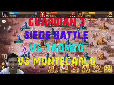 Summoners War Guardian 3 Siege Battle VS Tao Meo and MonteCarlo