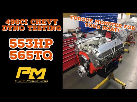 Torque Monster 496ci Big Block Chevy Marine Engine for Nick on the Dyno at Prestige - 553HP 565TQ