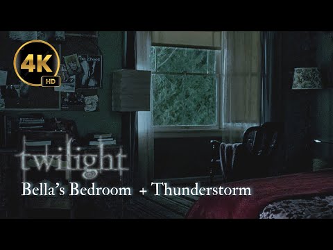 Twilight: Bella Swan's Bedroom Ambience Thunderstorm Rain | Roslyn & New Moon Soundtrack #twilight