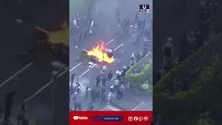 More unrest broke out north of central Belfast on Wednesday, after a man was charged with attempted