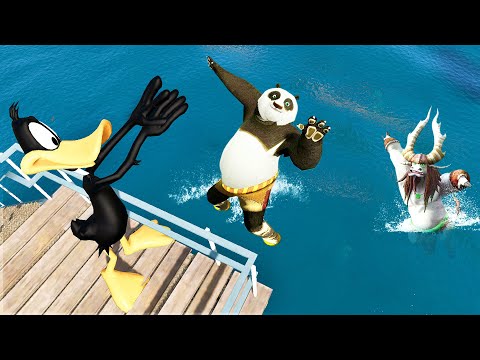 GTA5 Daffy duck vs Kung Fu Panda, Kai, Tai lung Jumps fails & Ragdolls | ep.42 ( Euphoria physics )