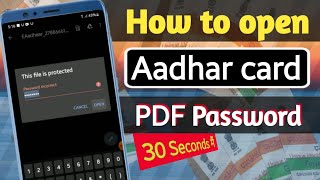 Password to open pdf aadhar card 2022 🤑 Adhar card pdf file open password