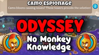 BTD6 Odyssey Hard Mode || No Monkey Knowledge + No Hero Achievement (Camo Espionage)
