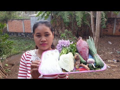 Awesome Cooking Banana Flower & Noodle Delicious Recipe - Cook Banana Recipes - Village Food Factory