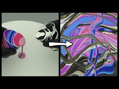 Round Infinity Pour with Flowing Lines - Abstract Fluid Acrylic Pouring + Music