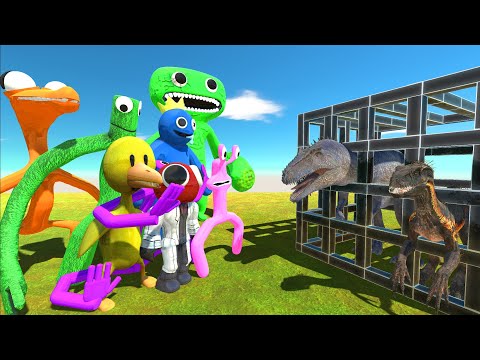Jumbo Josh and Rainbow Friends Rescue Giganotosaurus, Indoraptor - Animal Revolt Battle Simulator