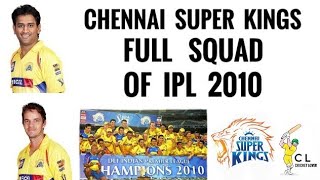 Chennai Super Kings Full Squad Of IPL 2010 (Cricket lover B) | IPL 2010 Full Squads