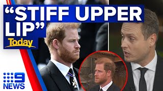 Why Prince Harry didn't sing the national anthem at Queen's funeral | 9 News Australia