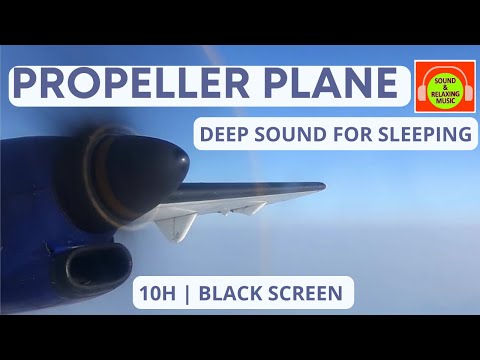 PROPELLER PLANE DEEP SOUND FOR SLEEPING | BROWN NOISE FOR RELAXING #propeller #blackscreen #10h😴🎧✈️