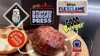 Bacon Wrapped Stuffed 1/2 Pound Burger! / If I Can Do It So Can You! / Ninja Flex Flame Grill!
