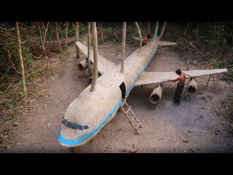 Most Unbelievable Creative! Made Awesome Mud Airplane House in the Deep Jungle