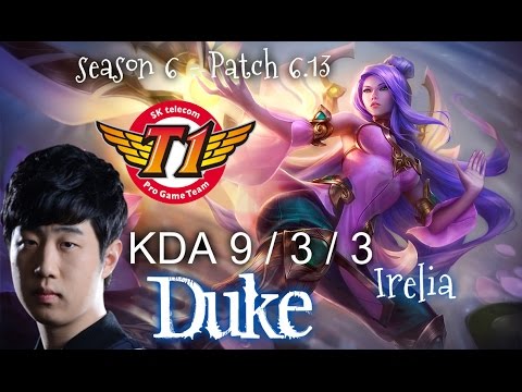 SKT T1 Duke IRELIA Top vs GANGPLANK - Patch 6.13 KR Ranked | League of Legends