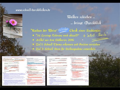 Abi-Übung: "Nathan der Weise" - Aktualität - Sachtext-Analyse mit Tipps zur kritischen Stellungnahme