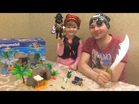 Designer Playmobil pirate Cave. Pirates toys! Dad plays with Ksenia-funny video for children!