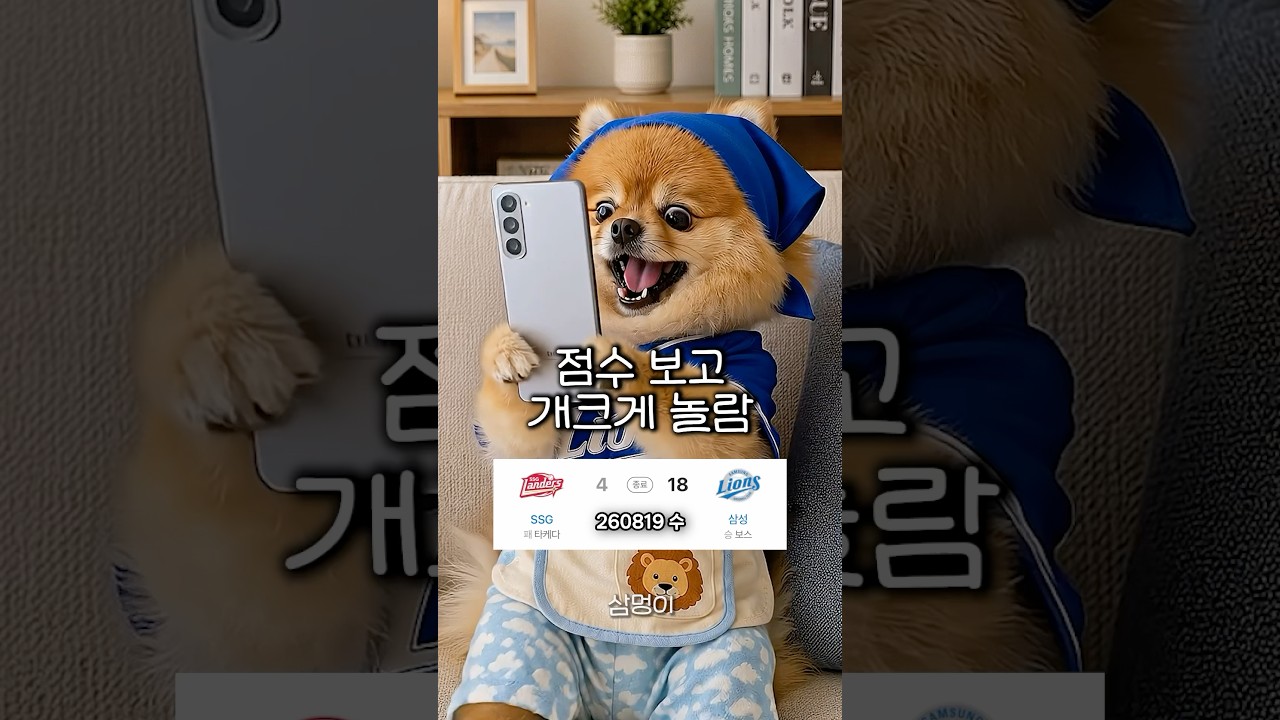 하이라이트 보다가 해뜸 #삼성라이온즈 #kbo #야구 #강아지
