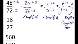 Simplifying fractions - simplest form