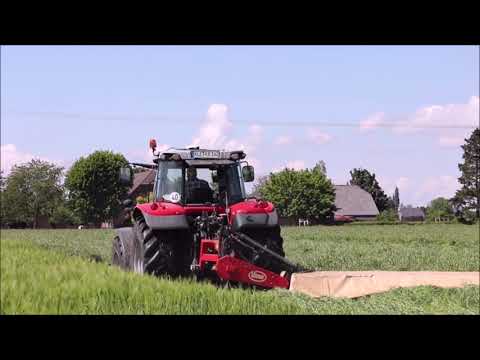 MF beim Gras schneiden.