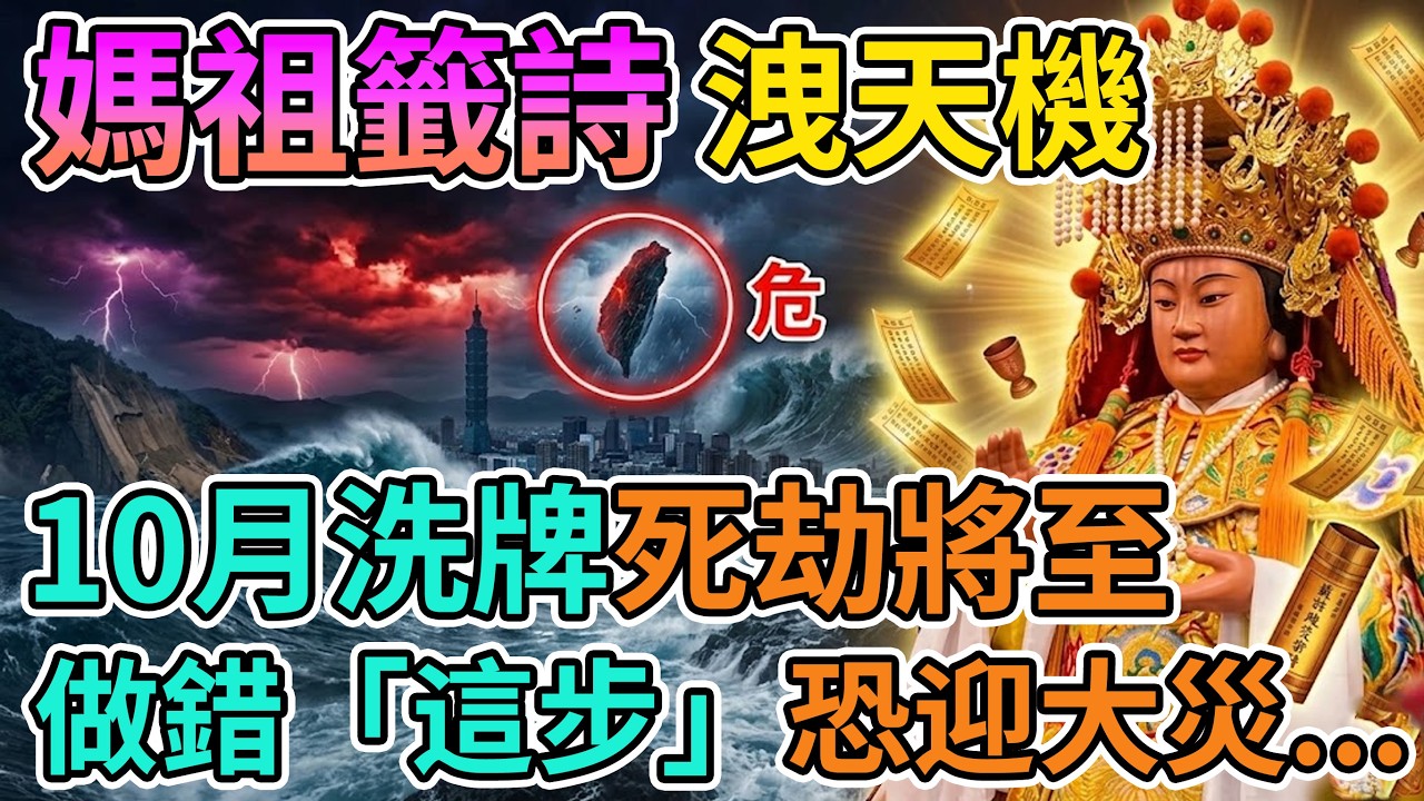 ⚠️10月下旬台灣將迎來大翻轉？媽祖籤詩早已看透結局，做錯這一步恐迎來死劫！#媽祖#國運籤#台灣未來#2026大洗牌#九紫離火運#玄學#財富重組#避險指南
