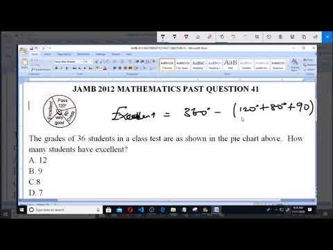 JAMB 2012 MATHEMATICS PAST QUESTION 41 Pie Chart