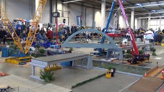 3 GIANT CRANES PLACING A BRIDGE AND MORE STUNING RC! MODELSHOW EUROPE 2022  RMW TECHNOSCALEMODELS