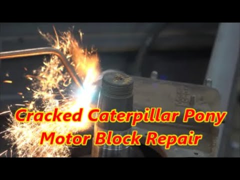 Repairing Cracked Frozen Caterpillar Pony Motor Engine Block Brazing, Grinding and Stopping  Cracks